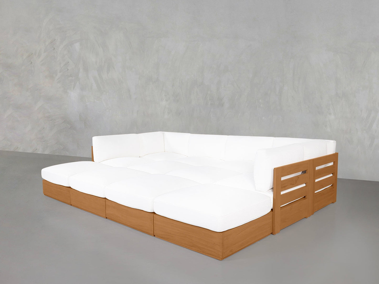 12-Seat Deep Modular Daybed Teak Outdoor