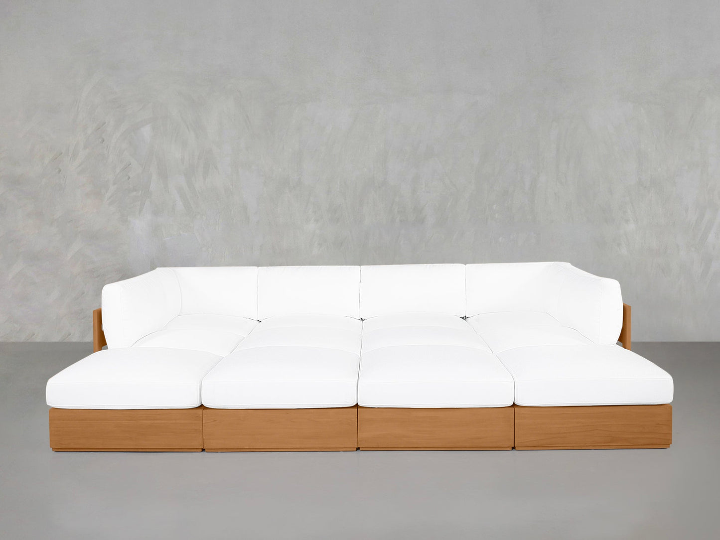 12-Seat Deep Modular Daybed Teak Outdoor