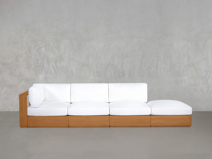 4-Seat Modular Lounger Sofa Teak Outdoor - AZ Discount Furniture & Mattress