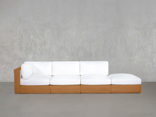 4-Seat Modular Lounger Sofa Teak Outdoor - AZ Discount Furniture & Mattress