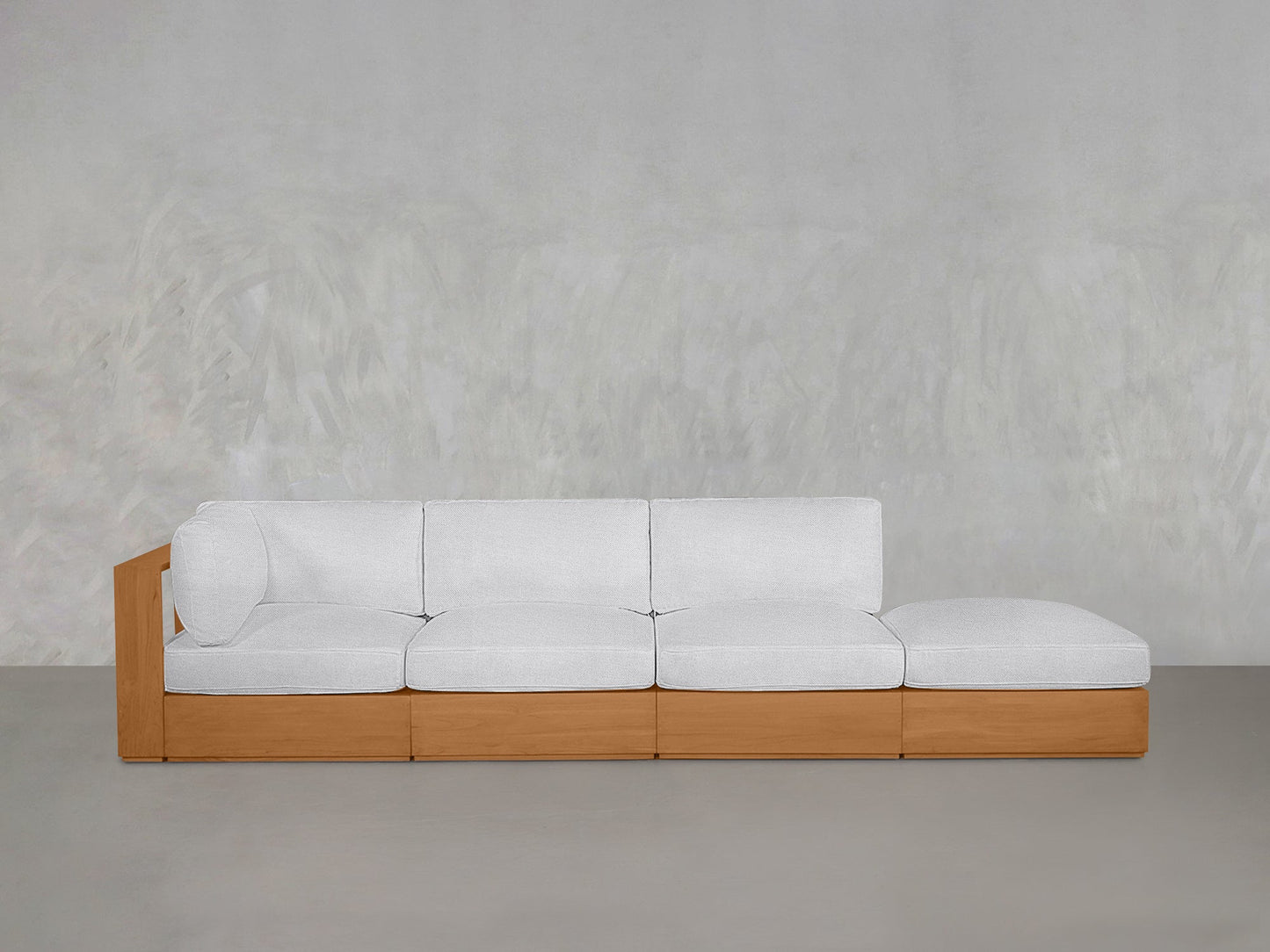4-Seat Modular Lounger Sofa Teak Outdoor - AZ Discount Furniture & Mattress