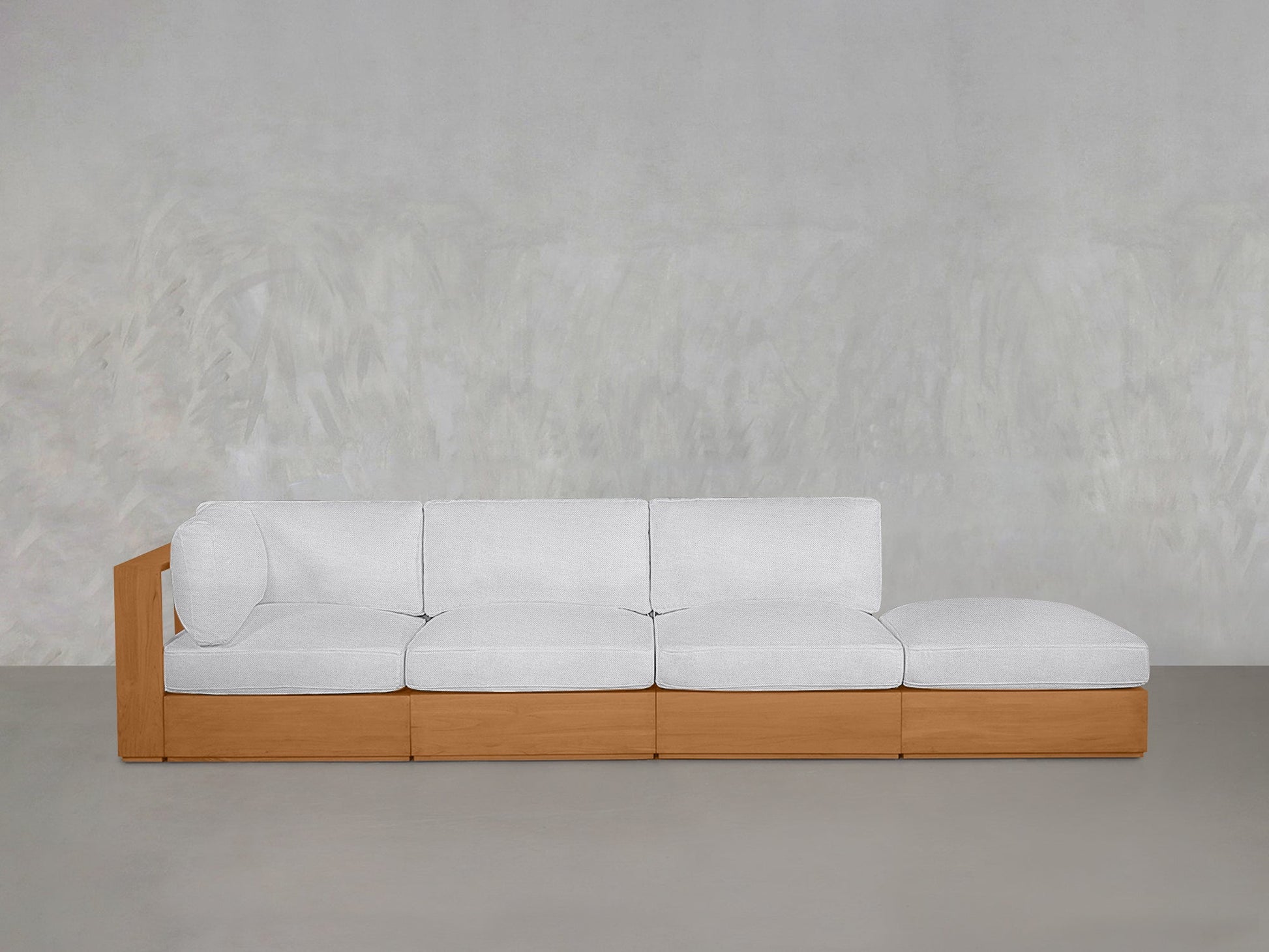 4-Seat Modular Lounger Sofa Teak Outdoor - AZ Discount Furniture & Mattress