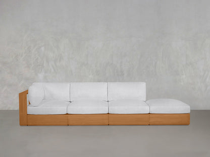 4-Seat Modular Lounger Sofa Teak Outdoor - AZ Discount Furniture & Mattress