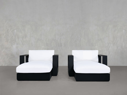 Double Armchairs with Ottoman Aluminum Outdoor - AZ Discount Furniture & Mattress